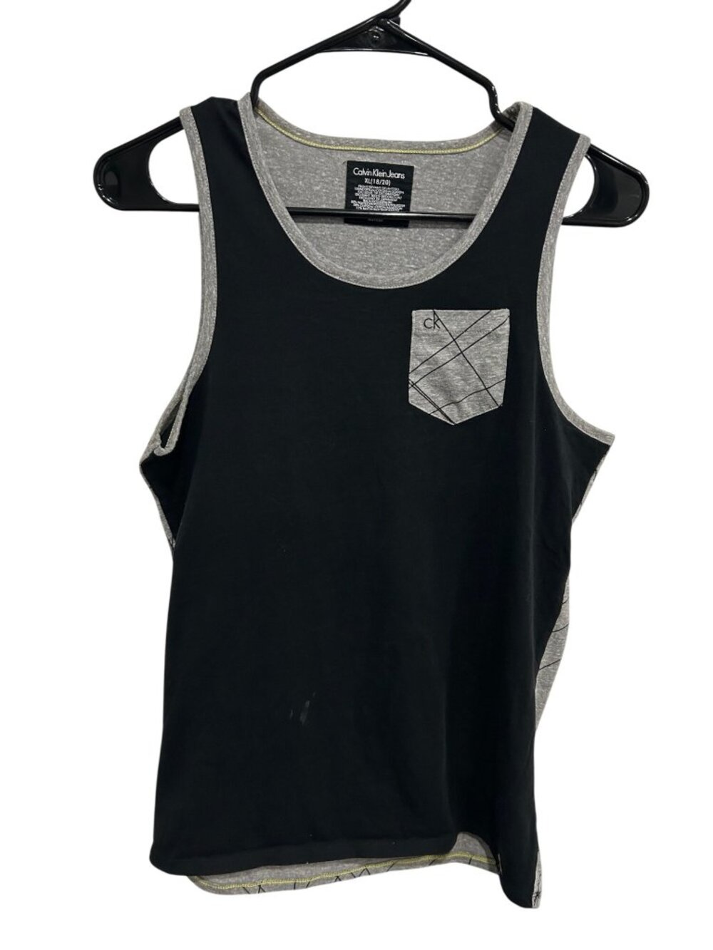 Calvin Klein Jeans XL Black Gray Geometric Pocket Tank Top Skater Indie